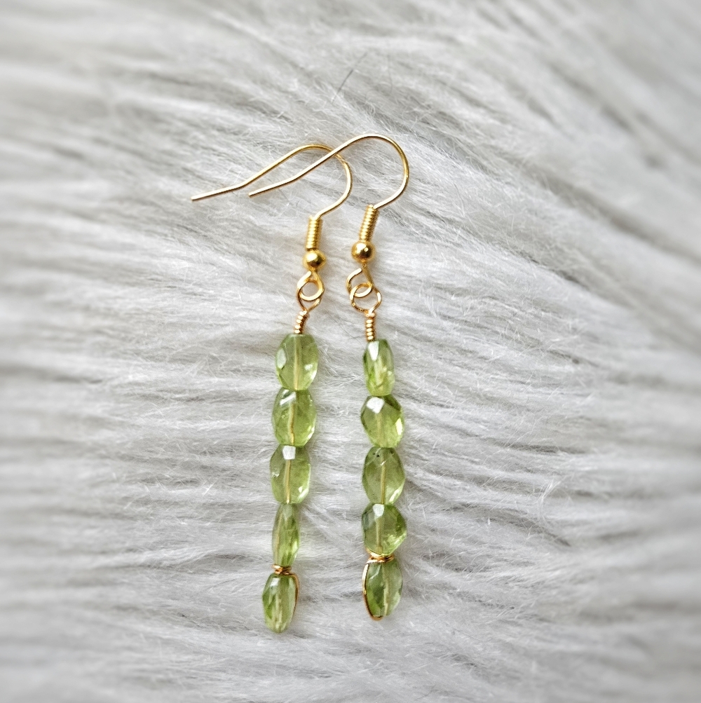 Grade AAA Faceted Peridot Earrings - Picture 3 of 6